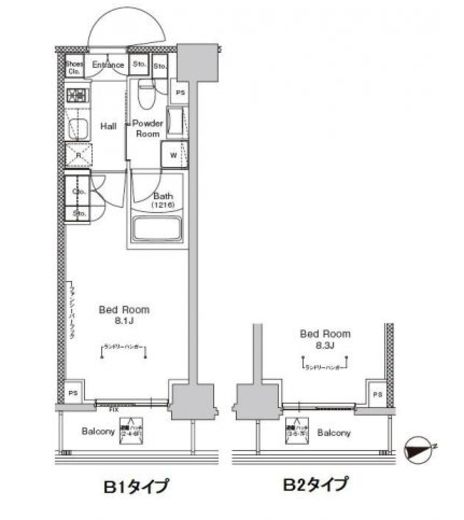 プラウドフラット門前仲町5　803号室　間取り