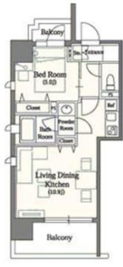 南麻布パークハイツ　804号室　間取り