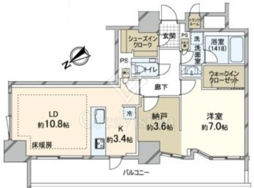 品川タワーレジデンス　14F2号室　間取り
