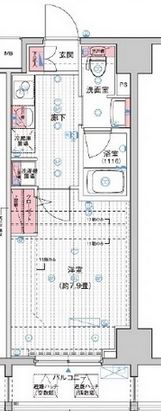 プレール・ドゥーク浜松町　1103号室　間取り