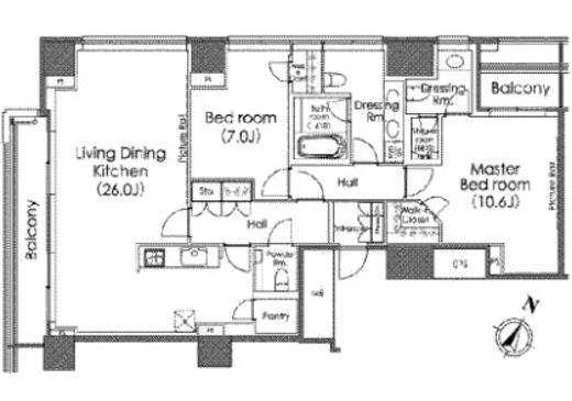 ザ・ベルグレイヴィア麻布　15F5号室　間取り