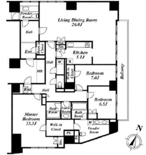 ザ・ベルグレイヴィア麻布　21F2号室　間取り