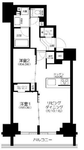 シティハウス目黒ザ・ツイン　S1106号室　間取り