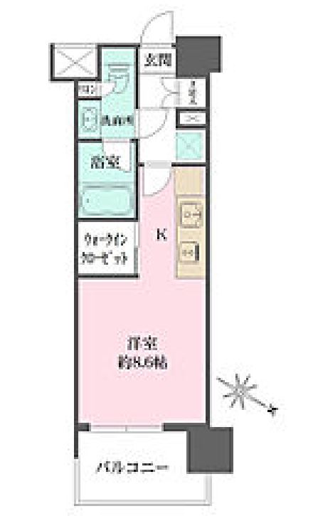 ザ・パークハビオ目黒　1102号室　間取り