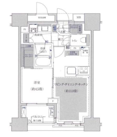 ルフォン築地ザ・レジデンス　4F1号室　間取り