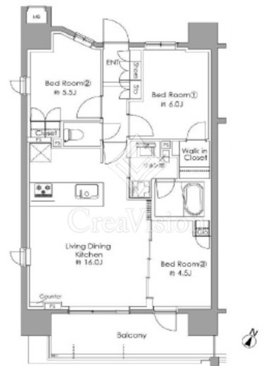 リビオ目黒ザ・プレイス　1201号室　間取り