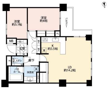 オープンレジデンシア神楽坂　6F号室　間取り