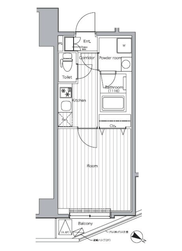 プレミアムキューブ都立大学＃mo　405号室　間取り