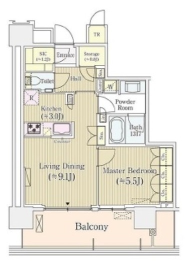パークシティ中央湊ザタワー　902号室　間取り