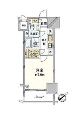 パークリュクス白金高輪　1002号室　間取り