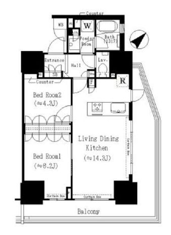 パークリュクス白金高輪　205号室　間取り