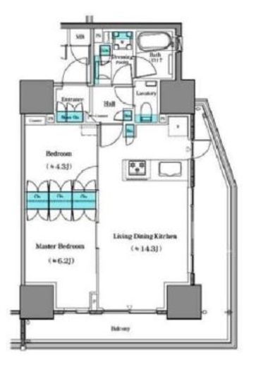 パークリュクス白金高輪　2F2号室　間取り