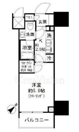 パークリュクス白金高輪　404号室　間取り