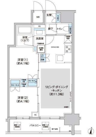 パークキューブ西新宿　1203号室　間取り