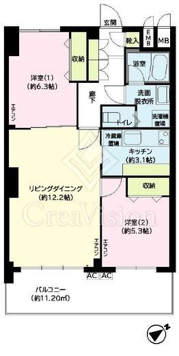 ウィスタリア元麻布　5F3号室　間取り