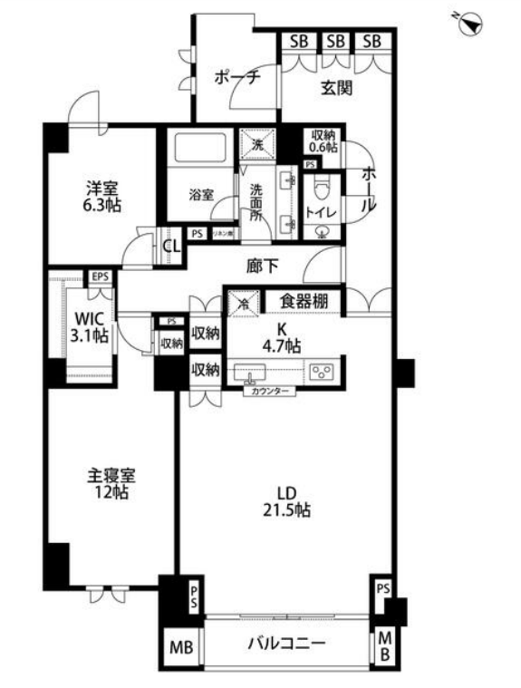 グランツオーベル南平台　105号室　間取り