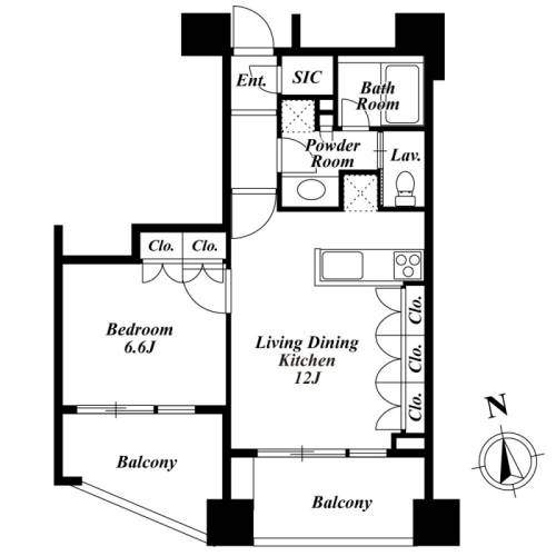 プレミアロッソ　1102号室　間取り