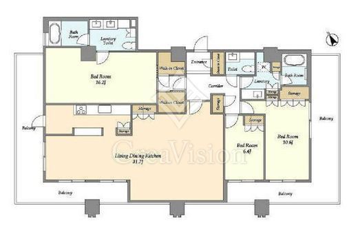 LaSante池田山　1901号室　間取り