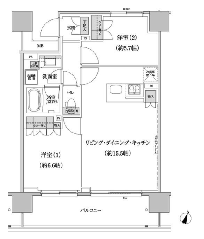 パークハビオ渋谷本町レジデンス　518号室　間取り