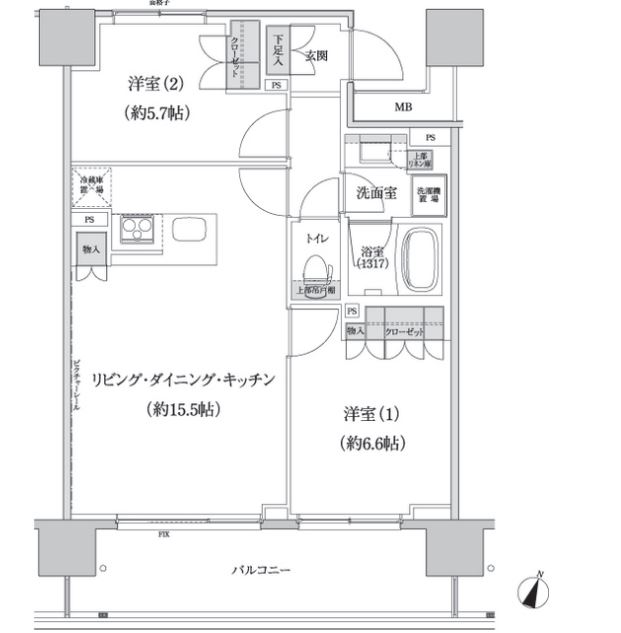 パークハビオ渋谷本町レジデンス　1206号室　間取り