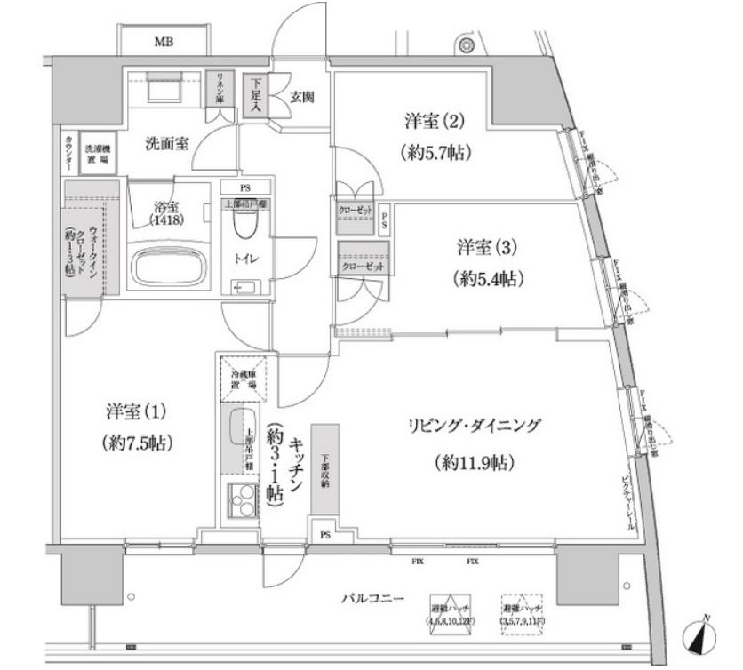 パークハビオ渋谷本町レジデンス　526号室　間取り