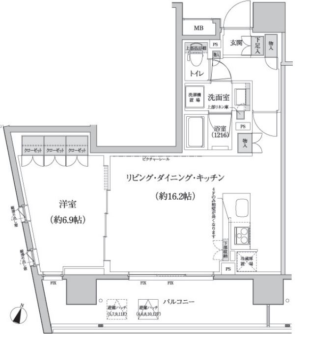 パークハビオ渋谷本町レジデンス　615号室　間取り