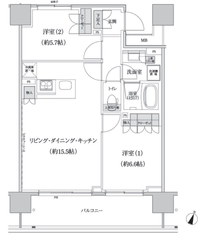 パークハビオ渋谷本町レジデンス　1206号室　間取り