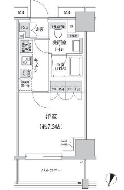 パークハビオ渋谷本町レジデンス　507号室　間取り