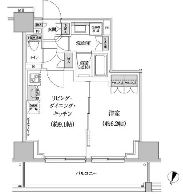 パークハビオ渋谷本町レジデンス　713号室　間取り