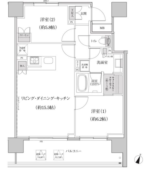 パークハビオ渋谷本町レジデンス　521号室　間取り