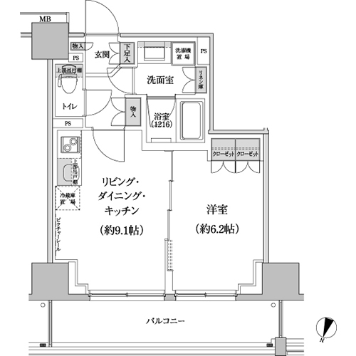 パークハビオ渋谷本町レジデンス　213号室　間取り