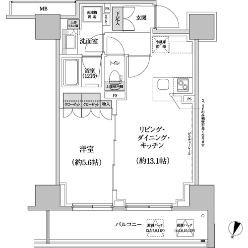 パークハビオ渋谷本町レジデンス　327号室　間取り