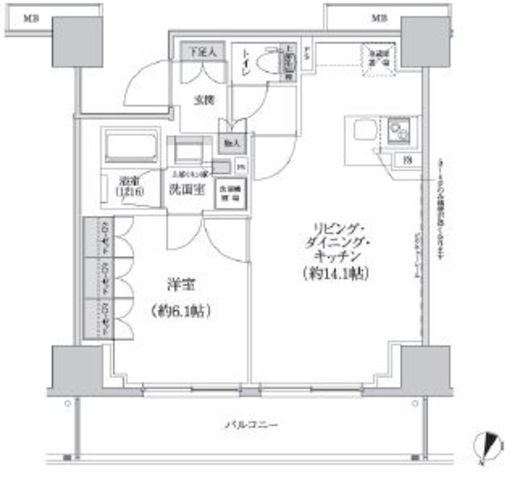 パークハビオ渋谷本町レジデンス　512号室　間取り