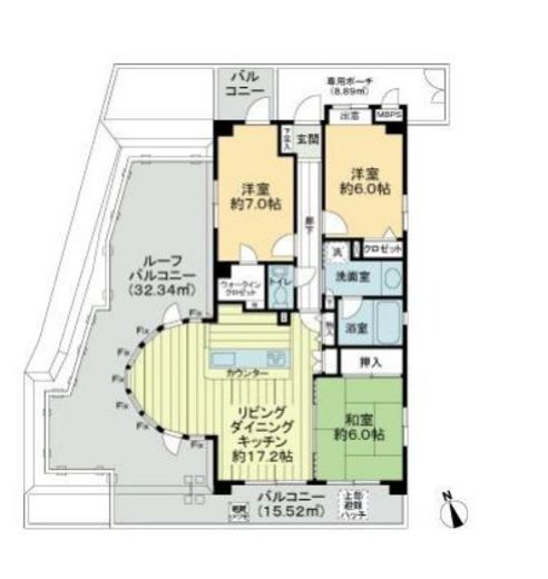 ライオンズステージ渋谷松見坂　501号室　間取り