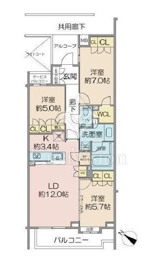オーベル目黒　3F8号室　間取り