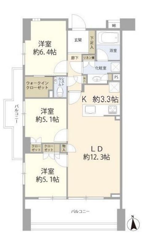 アールブラン大井町レジデンス　2F号室　間取り