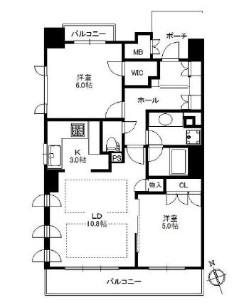アクシルコート島津山南　601号室　間取り