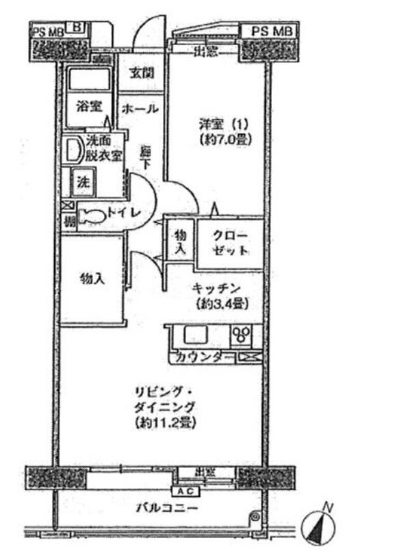 アクティ目黒駅前　Ⅰ1101号室　間取り