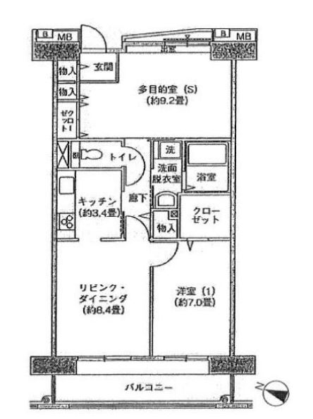 アクティ目黒駅前　Ⅱ502号室　間取り