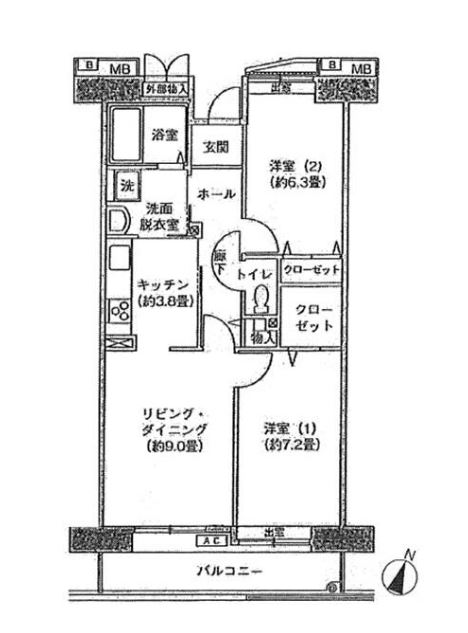 アクティ目黒駅前　Ⅰ813号室　間取り