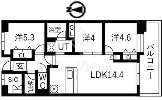 アクティ目黒駅前 1号棟　1106号室　間取り