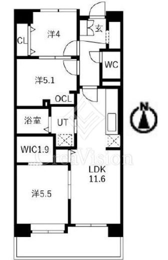 アクティ目黒駅前 1号棟　615号室　間取り