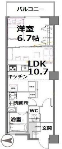 アクティ目黒駅前 1号棟　405号室　間取り