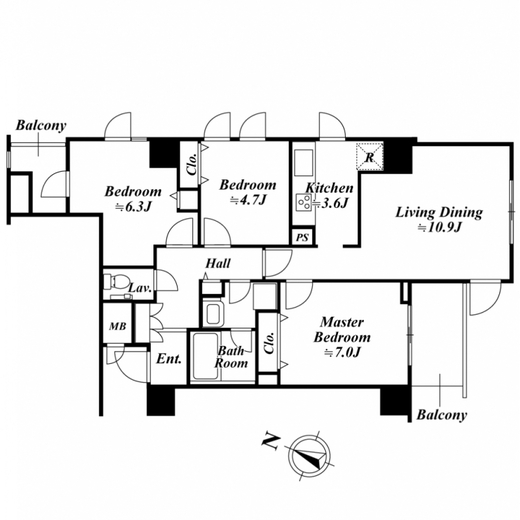アクロス目黒タワー　701号室　間取り