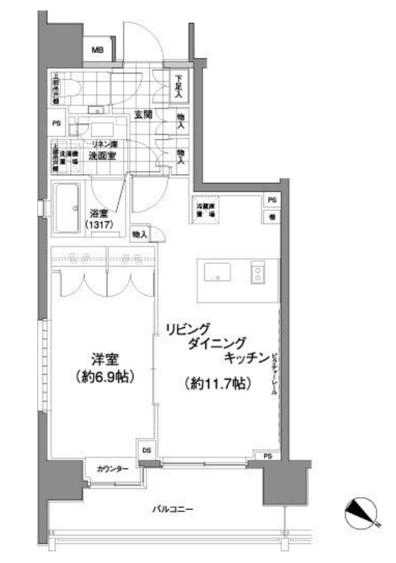 パークハビオ渋谷神山町　807号室　間取り