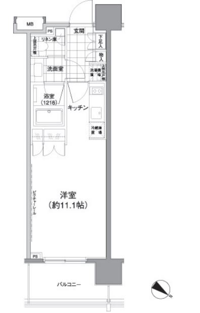 パークハビオ渋谷神山町　1205号室　間取り