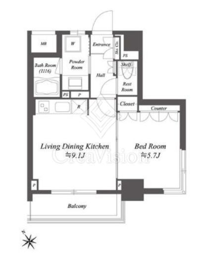 レジデンシャル目黒　505号室　間取り