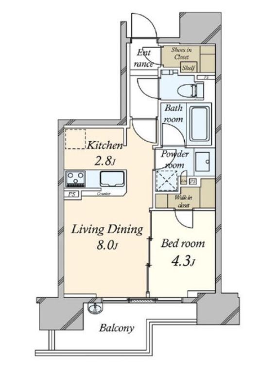 シティハウス中目黒テラス　605号室　間取り