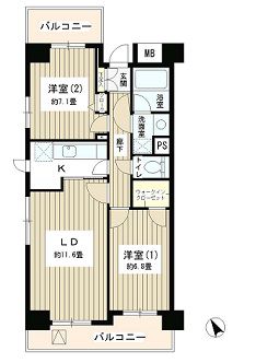 プライムアーバン目黒リバーフロント　1101号室　間取り