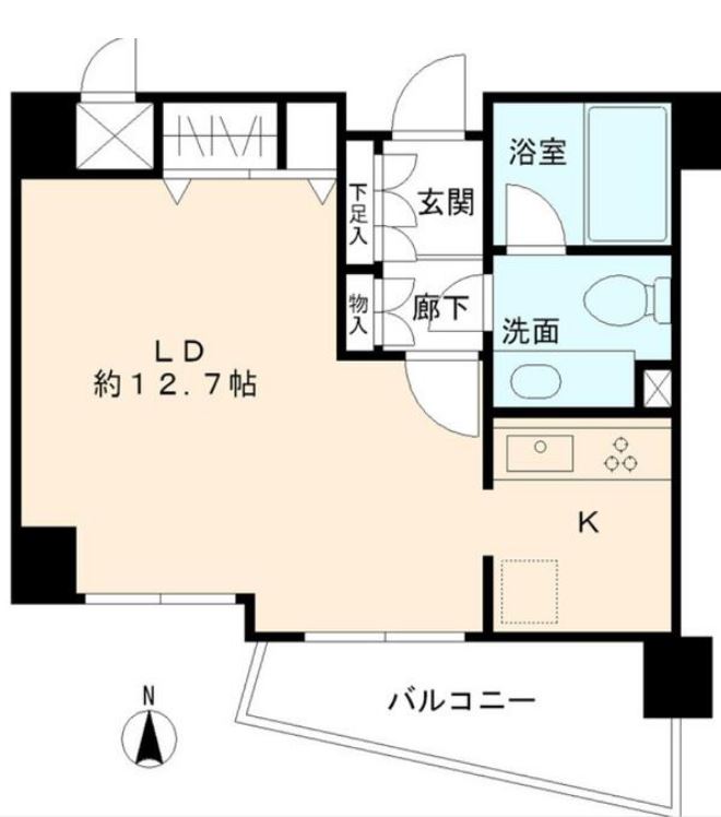 ヒューリック目黒三田　4F号室　間取り